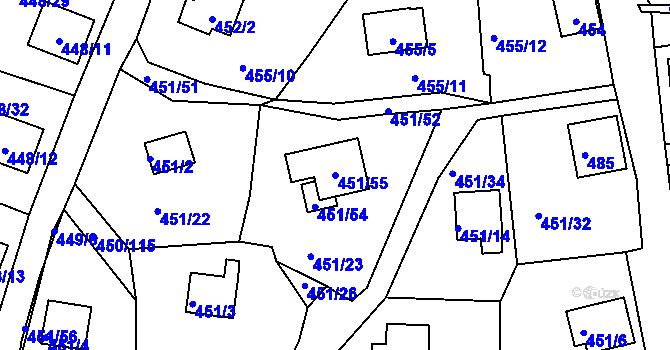Parcela st. 451/55 v KÚ Černá v Pošumaví, Katastrální mapa