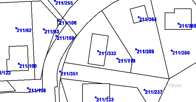Parcela st. 211/332 v KÚ Černá v Pošumaví, Katastrální mapa