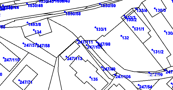 Parcela st. 247/107 v KÚ Černá v Pošumaví, Katastrální mapa