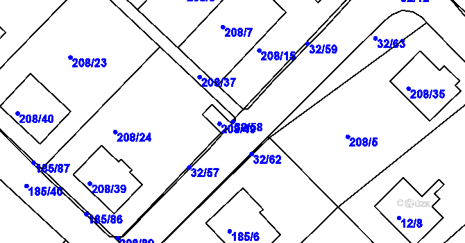Parcela st. 32/58 v KÚ Černá v Pošumaví, Katastrální mapa