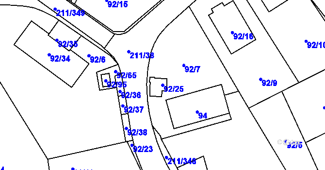 Parcela st. 92/25 v KÚ Černá v Pošumaví, Katastrální mapa