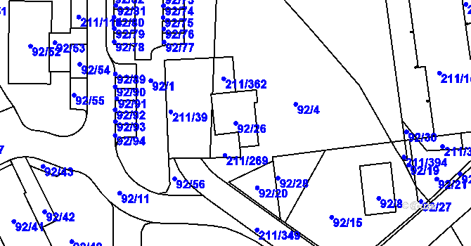 Parcela st. 92/26 v KÚ Černá v Pošumaví, Katastrální mapa