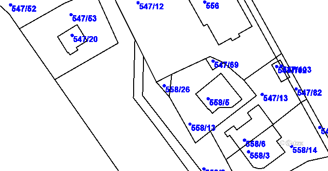 Parcela st. 558/26 v KÚ Černá v Pošumaví, Katastrální mapa