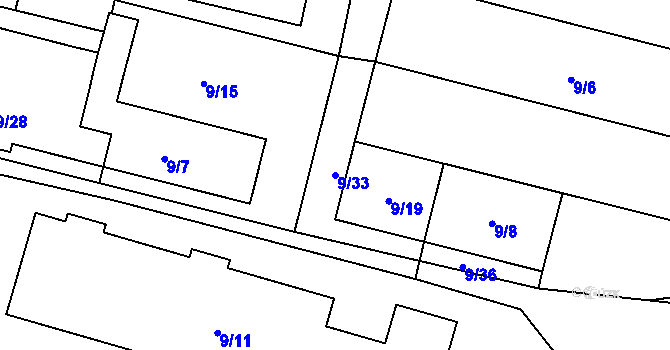 Parcela st. 9/33 v KÚ Černá v Pošumaví, Katastrální mapa