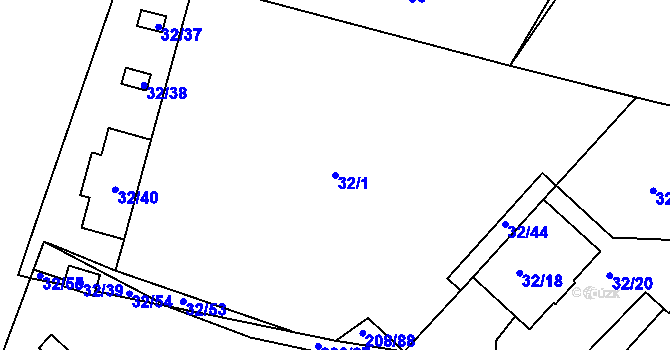 Parcela st. 32/1 v KÚ Černá v Pošumaví, Katastrální mapa