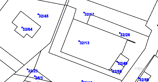 Parcela st. 32/13 v KÚ Černá v Pošumaví, Katastrální mapa