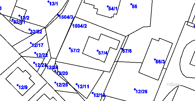 Parcela st. 57/4 v KÚ Černá v Pošumaví, Katastrální mapa