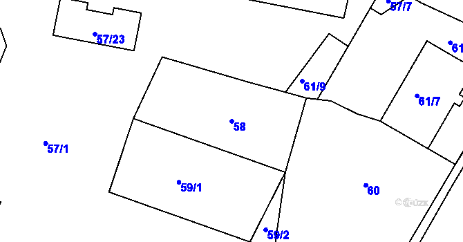 Parcela st. 58 v KÚ Černá v Pošumaví, Katastrální mapa