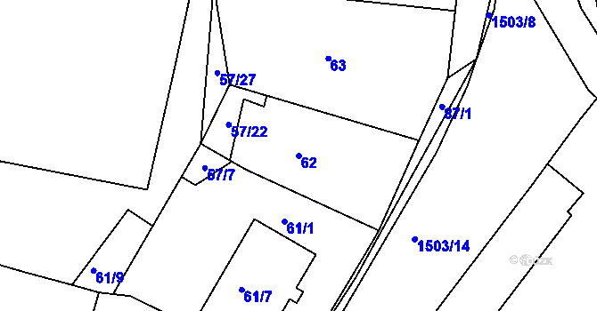 Parcela st. 62 v KÚ Černá v Pošumaví, Katastrální mapa