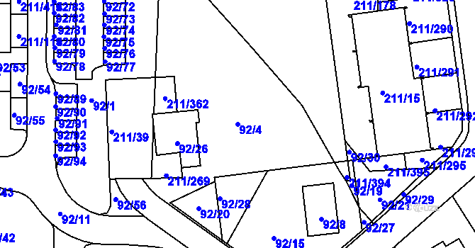 Parcela st. 92/4 v KÚ Černá v Pošumaví, Katastrální mapa