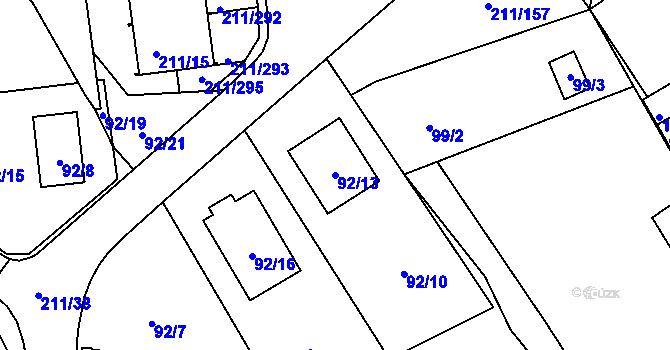 Parcela st. 92/13 v KÚ Černá v Pošumaví, Katastrální mapa