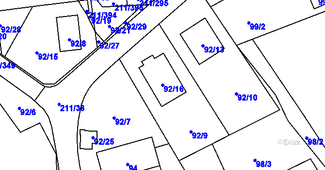 Parcela st. 92/16 v KÚ Černá v Pošumaví, Katastrální mapa
