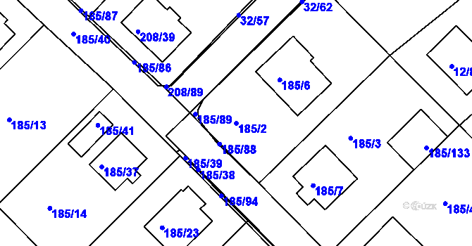 Parcela st. 185/2 v KÚ Černá v Pošumaví, Katastrální mapa