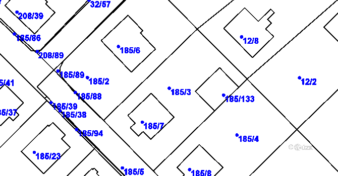Parcela st. 185/3 v KÚ Černá v Pošumaví, Katastrální mapa