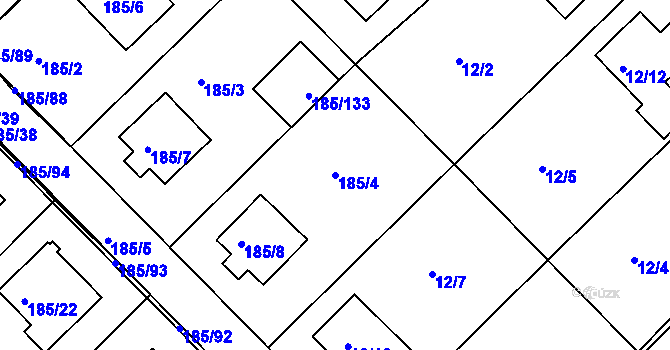 Parcela st. 185/4 v KÚ Černá v Pošumaví, Katastrální mapa