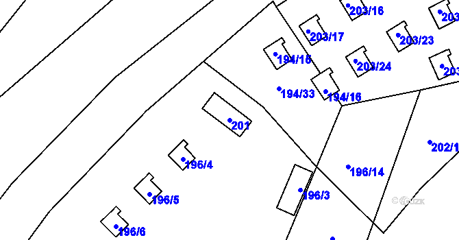 Parcela st. 201 v KÚ Černá v Pošumaví, Katastrální mapa