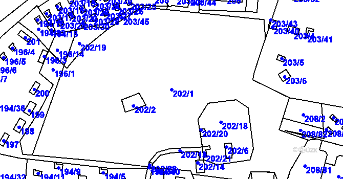 Parcela st. 202/1 v KÚ Černá v Pošumaví, Katastrální mapa