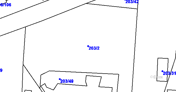 Parcela st. 203/2 v KÚ Černá v Pošumaví, Katastrální mapa