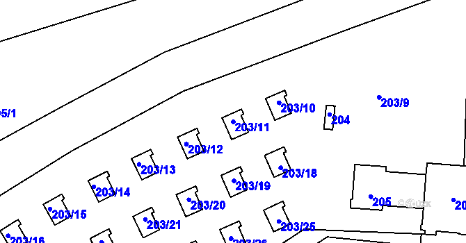 Parcela st. 203/11 v KÚ Černá v Pošumaví, Katastrální mapa