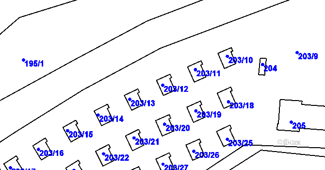 Parcela st. 203/12 v KÚ Černá v Pošumaví, Katastrální mapa