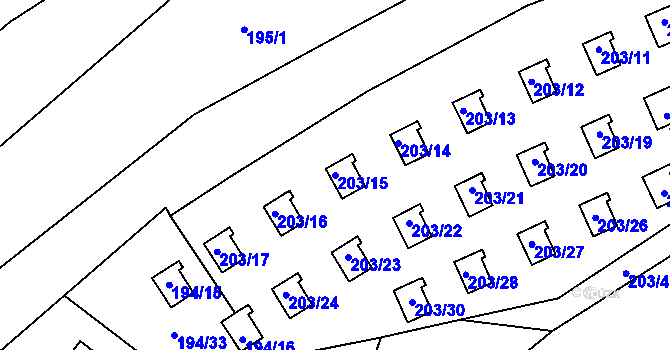 Parcela st. 203/15 v KÚ Černá v Pošumaví, Katastrální mapa