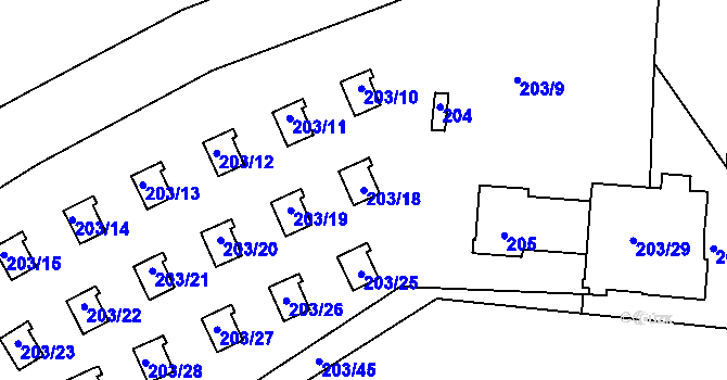 Parcela st. 203/18 v KÚ Černá v Pošumaví, Katastrální mapa
