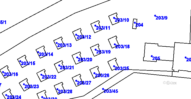 Parcela st. 203/19 v KÚ Černá v Pošumaví, Katastrální mapa