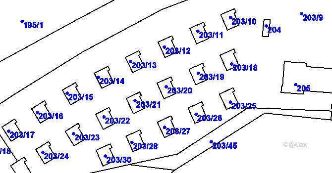 Parcela st. 203/20 v KÚ Černá v Pošumaví, Katastrální mapa
