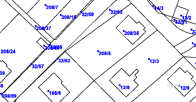 Parcela st. 208/5 v KÚ Černá v Pošumaví, Katastrální mapa