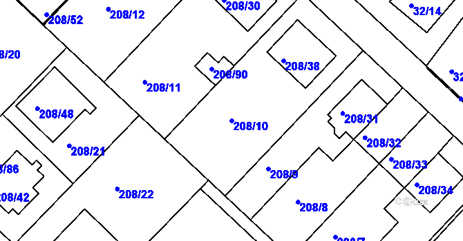 Parcela st. 208/10 v KÚ Černá v Pošumaví, Katastrální mapa