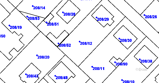 Parcela st. 208/12 v KÚ Černá v Pošumaví, Katastrální mapa