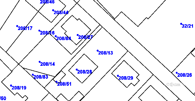 Parcela st. 208/13 v KÚ Černá v Pošumaví, Katastrální mapa