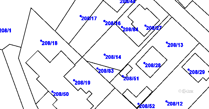 Parcela st. 208/14 v KÚ Černá v Pošumaví, Katastrální mapa