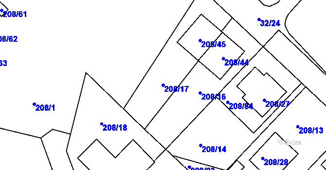 Parcela st. 208/17 v KÚ Černá v Pošumaví, Katastrální mapa
