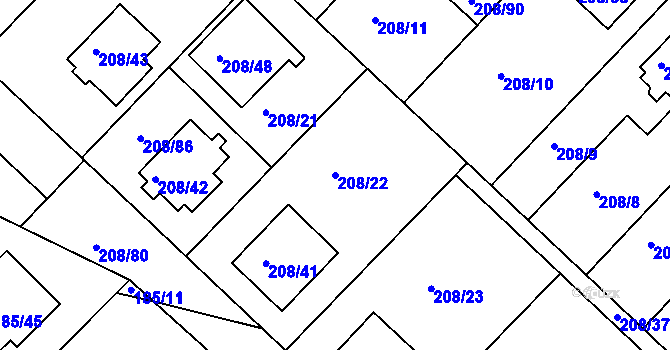 Parcela st. 208/22 v KÚ Černá v Pošumaví, Katastrální mapa