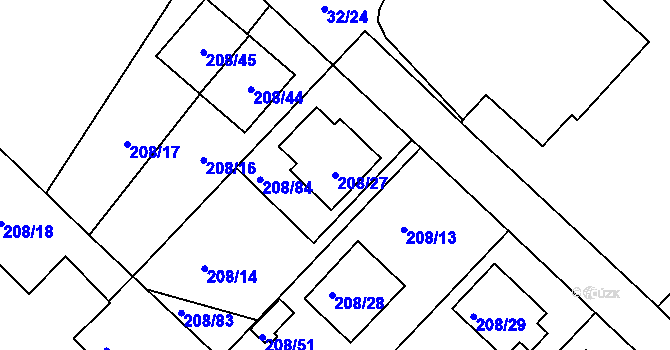 Parcela st. 208/27 v KÚ Černá v Pošumaví, Katastrální mapa