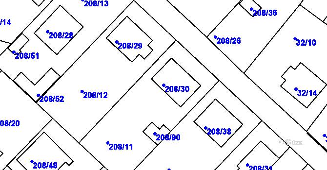 Parcela st. 208/30 v KÚ Černá v Pošumaví, Katastrální mapa