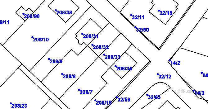 Parcela st. 208/33 v KÚ Černá v Pošumaví, Katastrální mapa