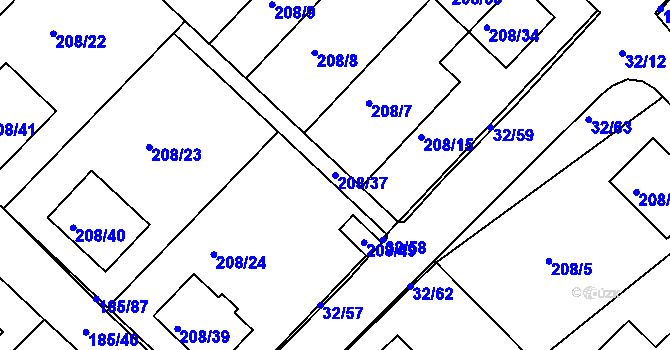 Parcela st. 208/37 v KÚ Černá v Pošumaví, Katastrální mapa