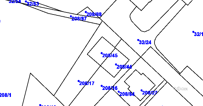 Parcela st. 208/45 v KÚ Černá v Pošumaví, Katastrální mapa