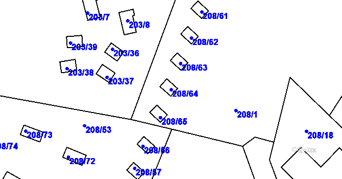 Parcela st. 208/64 v KÚ Černá v Pošumaví, Katastrální mapa
