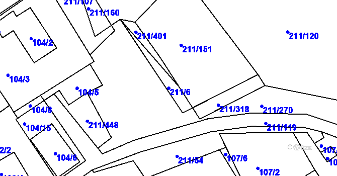 Parcela st. 211/6 v KÚ Černá v Pošumaví, Katastrální mapa