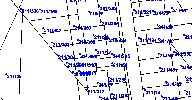 Parcela st. 211/17 v KÚ Černá v Pošumaví, Katastrální mapa