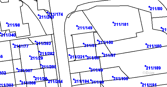 Parcela st. 211/51 v KÚ Černá v Pošumaví, Katastrální mapa