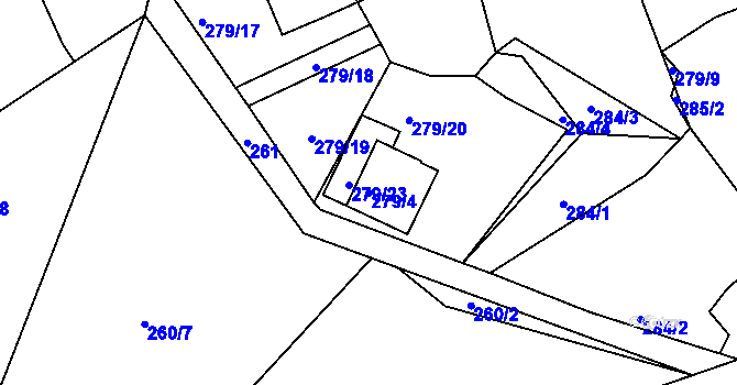 Parcela st. 279/4 v KÚ Černá v Pošumaví, Katastrální mapa