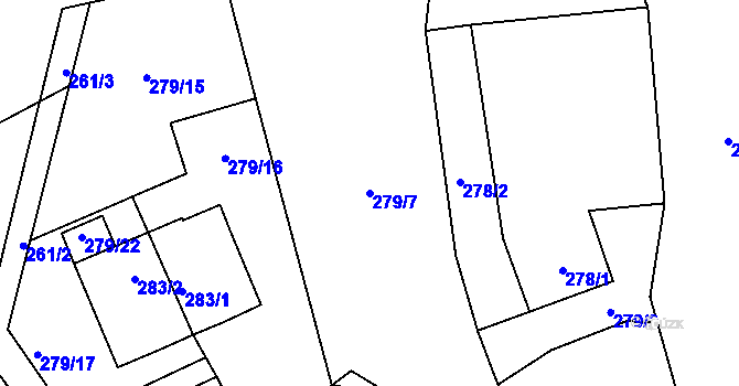 Parcela st. 279/7 v KÚ Černá v Pošumaví, Katastrální mapa