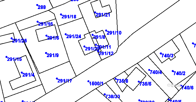 Parcela st. 291/12 v KÚ Černá v Pošumaví, Katastrální mapa