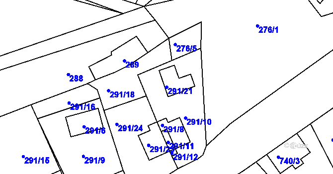 Parcela st. 291/21 v KÚ Černá v Pošumaví, Katastrální mapa