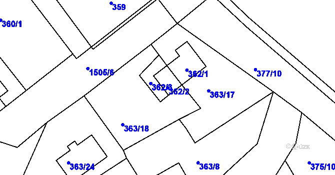 Parcela st. 362/2 v KÚ Černá v Pošumaví, Katastrální mapa