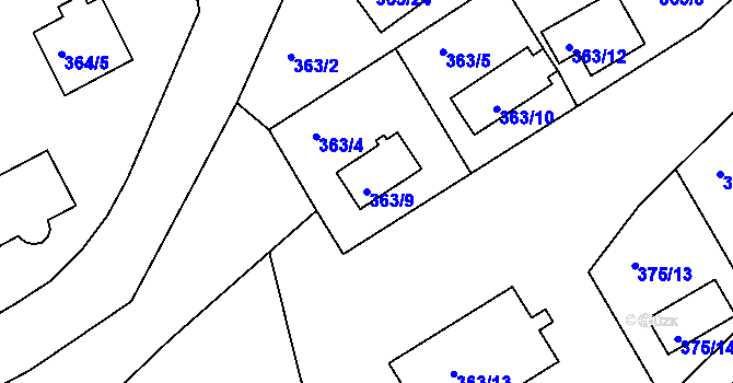 Parcela st. 363/9 v KÚ Černá v Pošumaví, Katastrální mapa